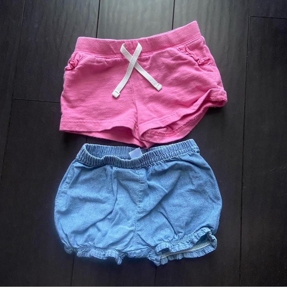 Carter’s baby girl bottoms size 18M: pink drawstring & jean bloomers EUC